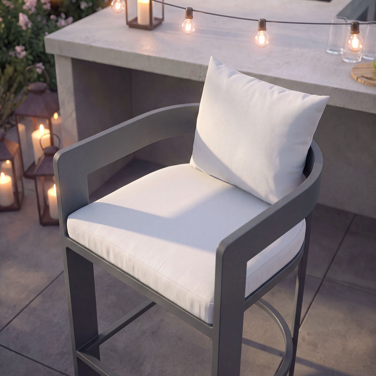 Tahoe Outdoor Patio Patio Aluminum Counter Stools Set of 2 - White