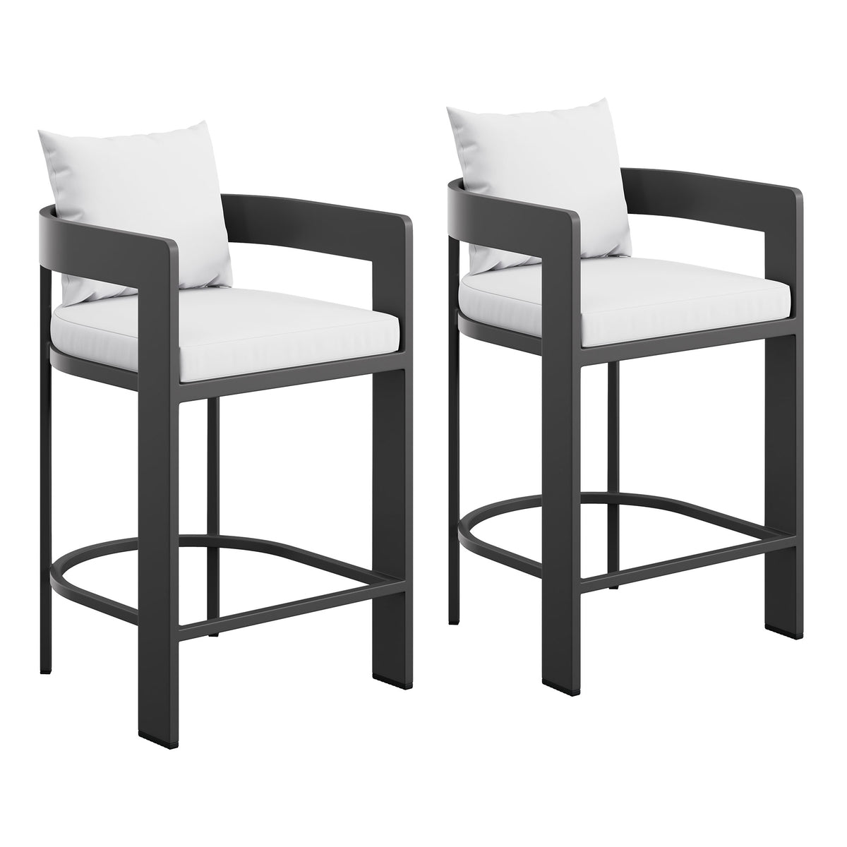 Tahoe Outdoor Patio Patio Aluminum Counter Stools Set of 2 - White