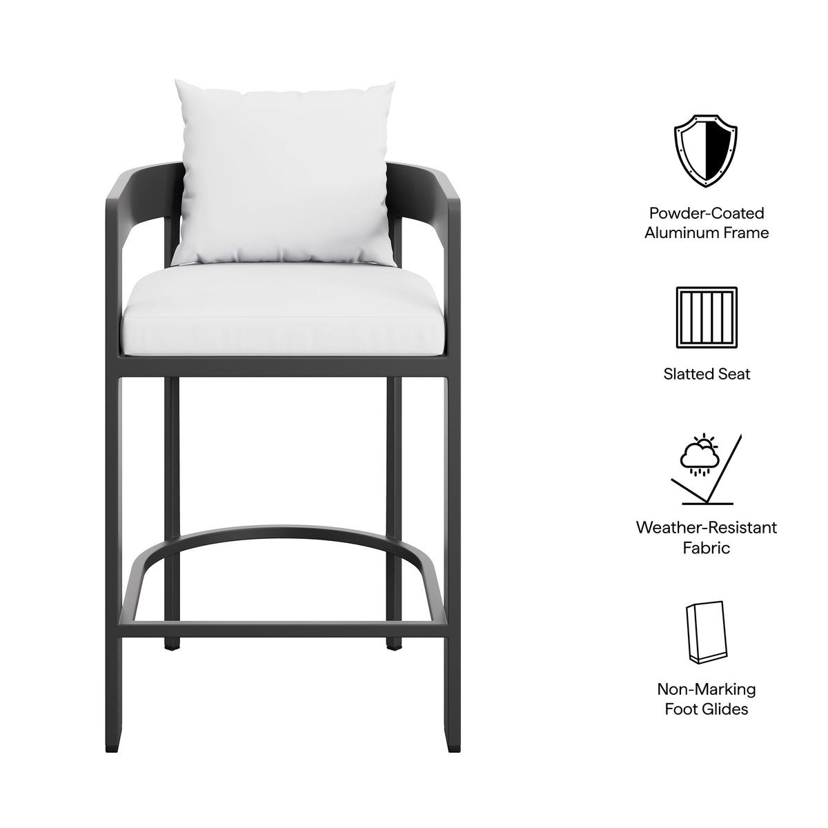 Tahoe Outdoor Patio Patio Aluminum Counter Stools Set of 2 - White