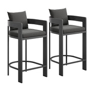 Tahoe Outdoor Patio Patio Aluminum Bar Chairs Set of 2 - Charcoal
