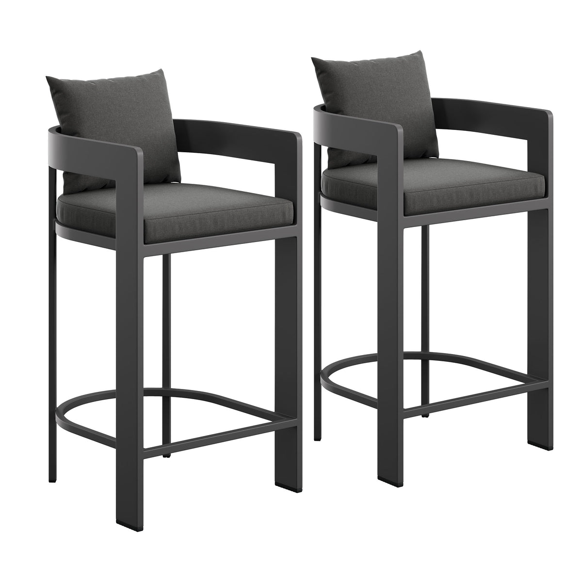 Tahoe Outdoor Patio Patio Aluminum Bar Chairs Set of 2 - Charcoal