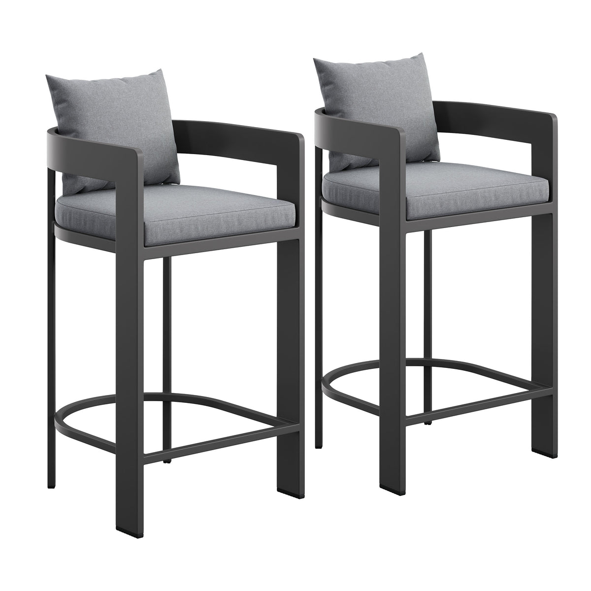 Tahoe Outdoor Patio Patio Aluminum Bar Chairs Set of 2 - Gray