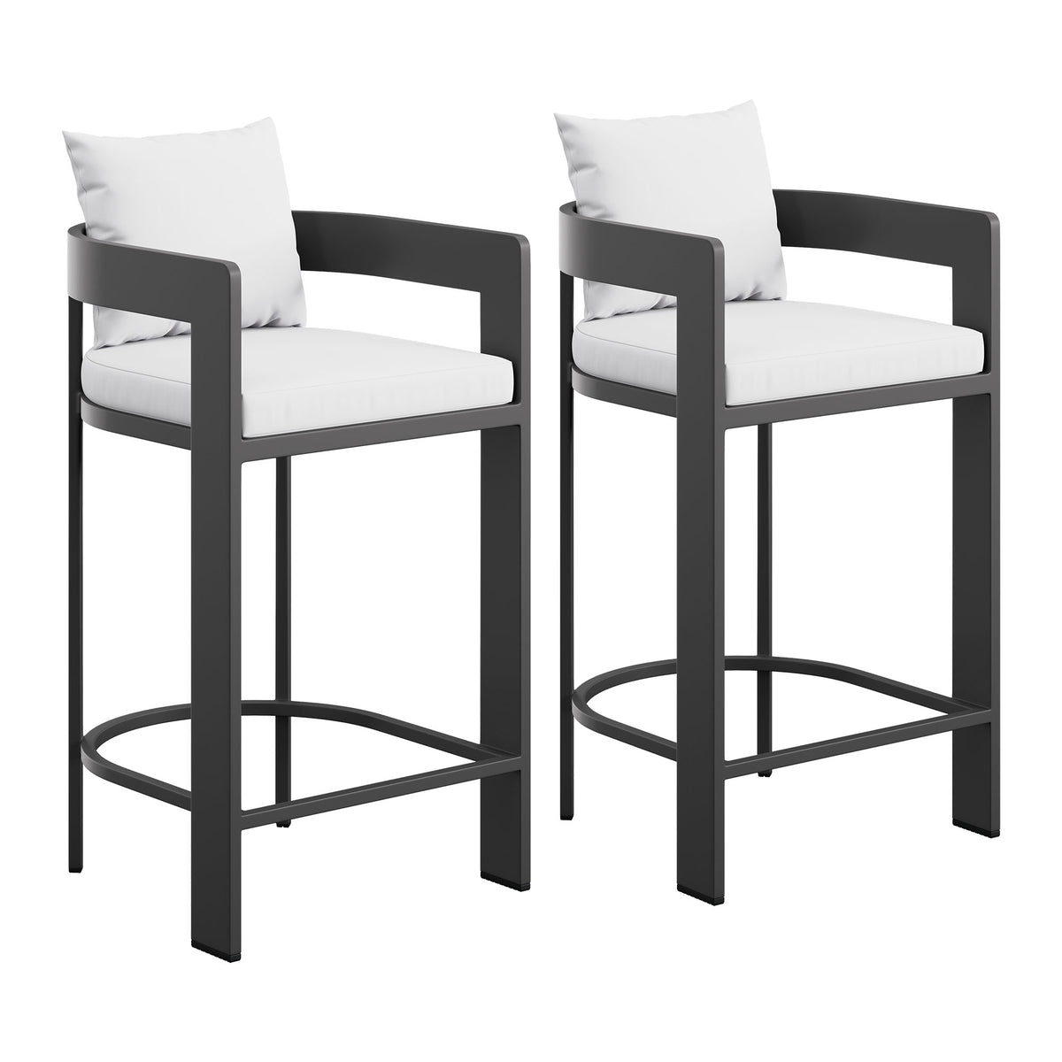 Tahoe Outdoor Patio Patio Aluminum Bar Chairs Set of 2 - White