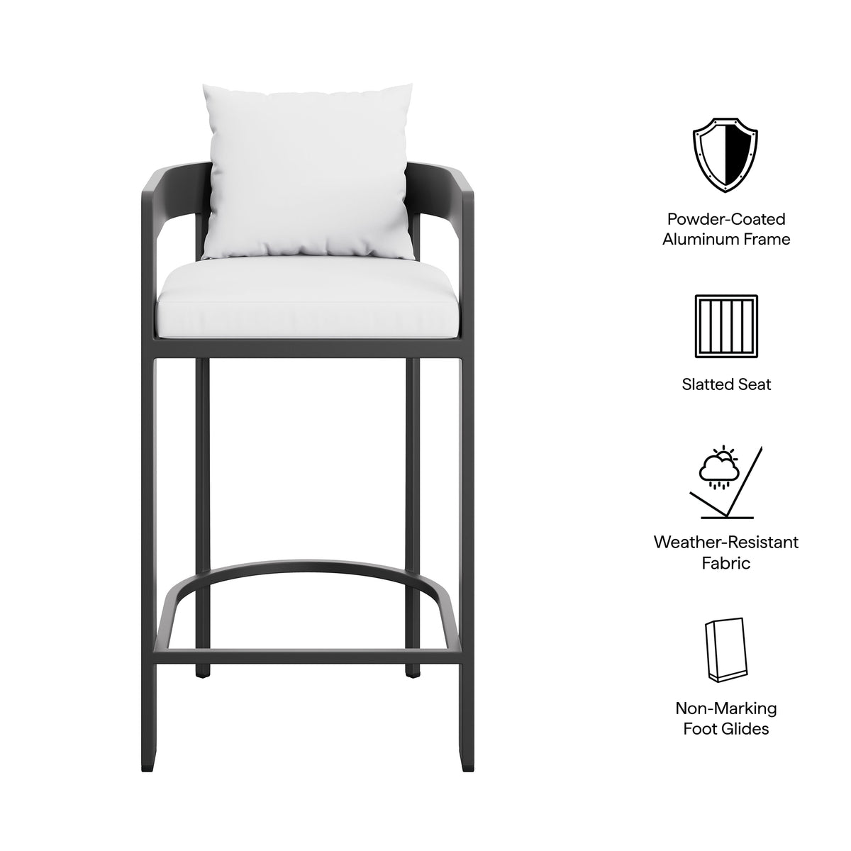 Tahoe Outdoor Patio Patio Aluminum Bar Chairs Set of 2 - White