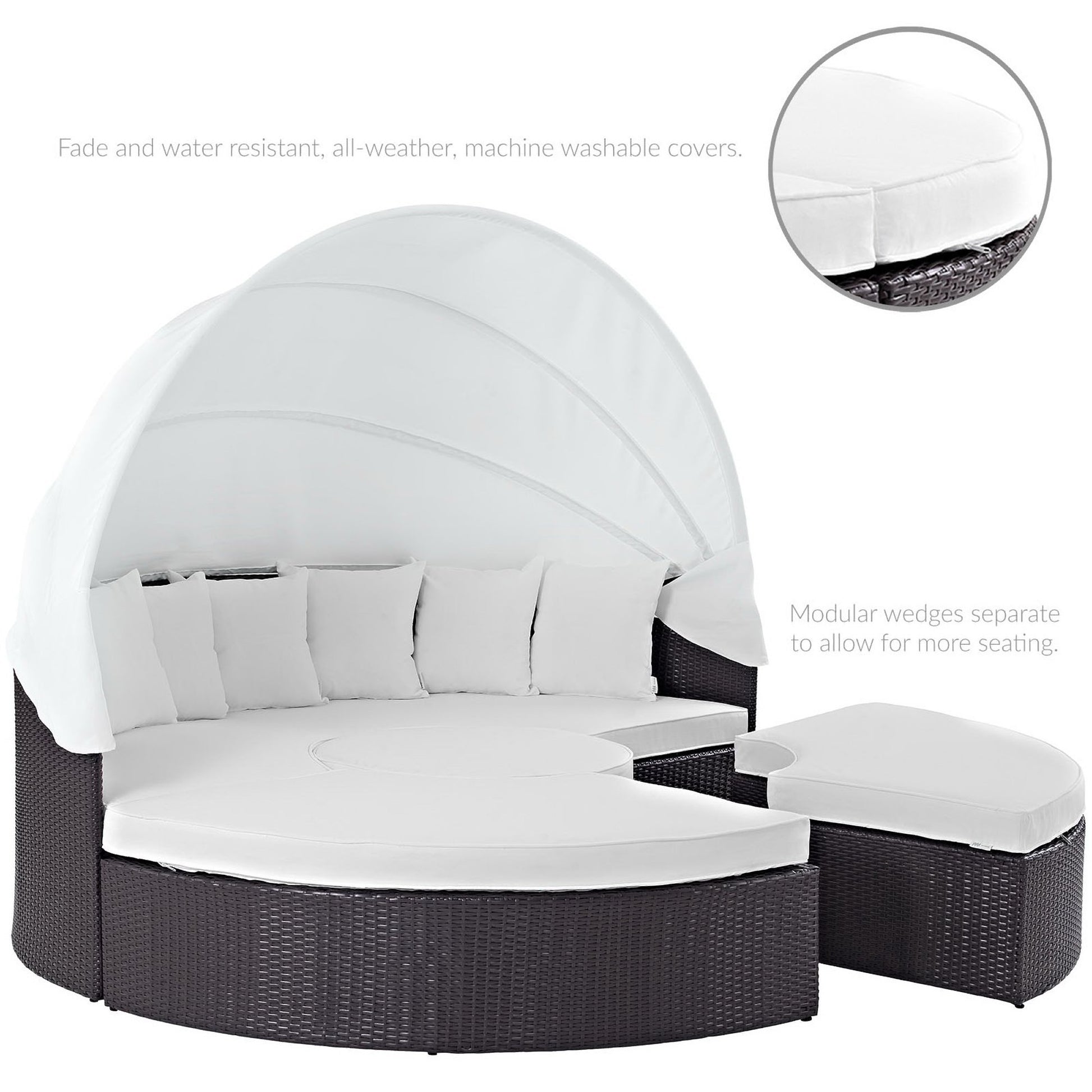 Quest Wicker Rattan Outdoor Patio Canopy Sectional Daybed