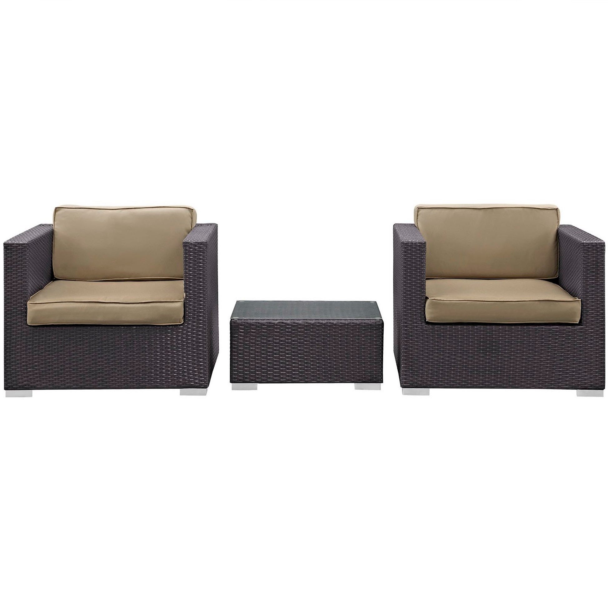 Burrow 3 Piece Outdoor Patio Sofa Set - Espresso Turquoise