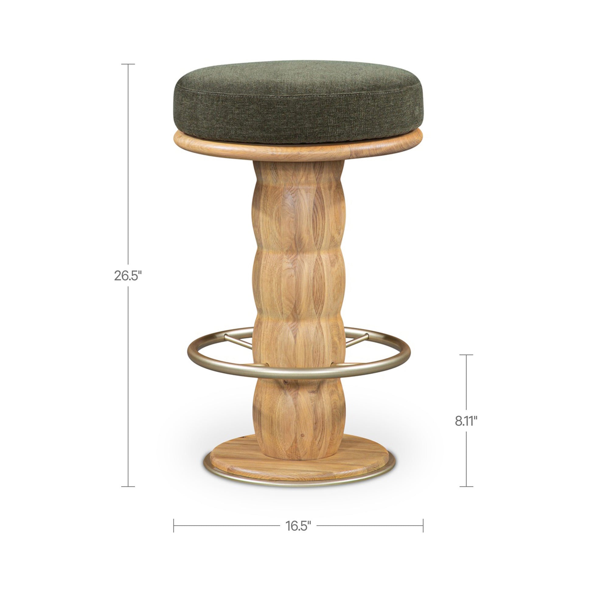Nio Swivel Counter Stool  Dark Green by Moe's Home Collection - view 3