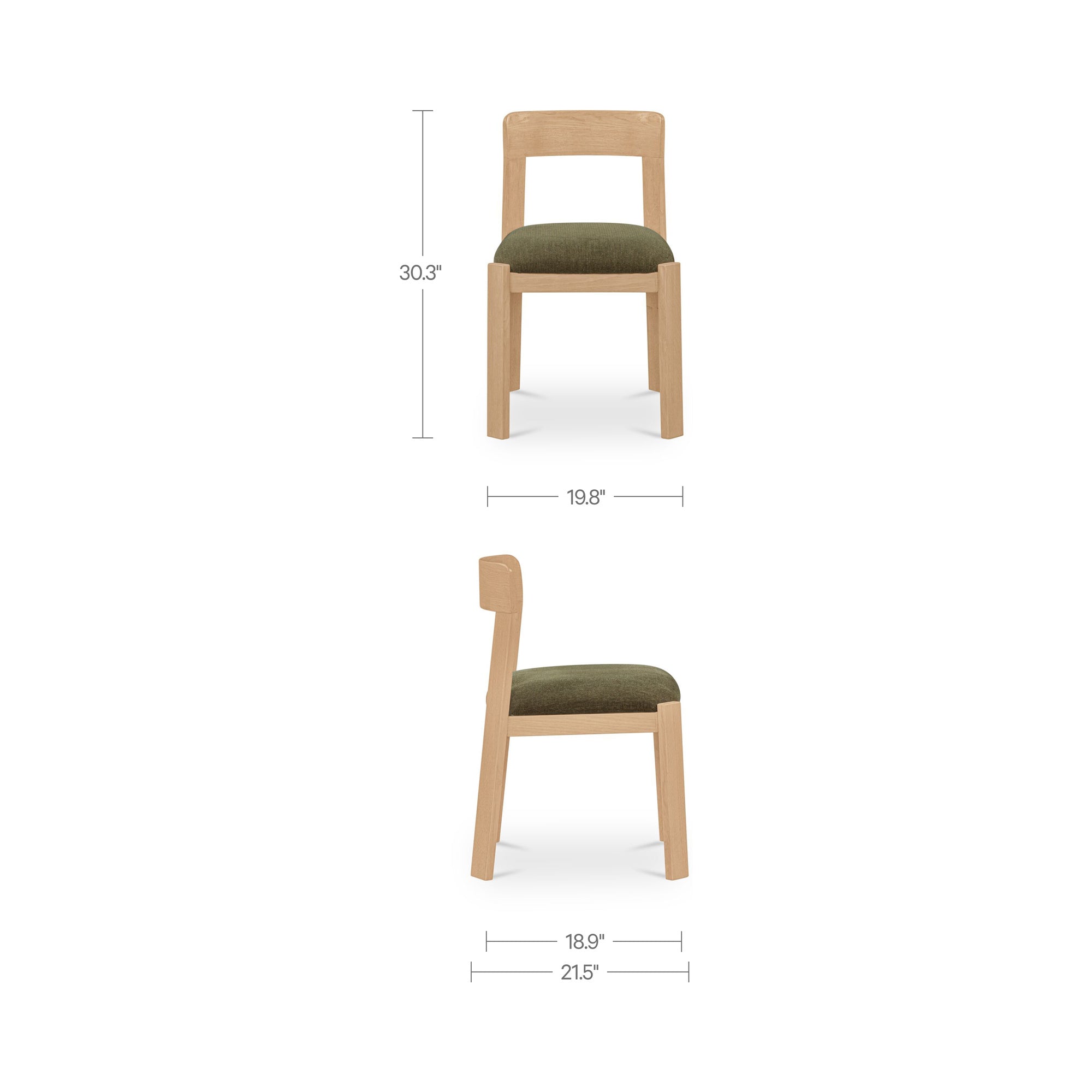 Oli Dining Chair Dark Green-Set of Two by Moe's Home Collection - view 3