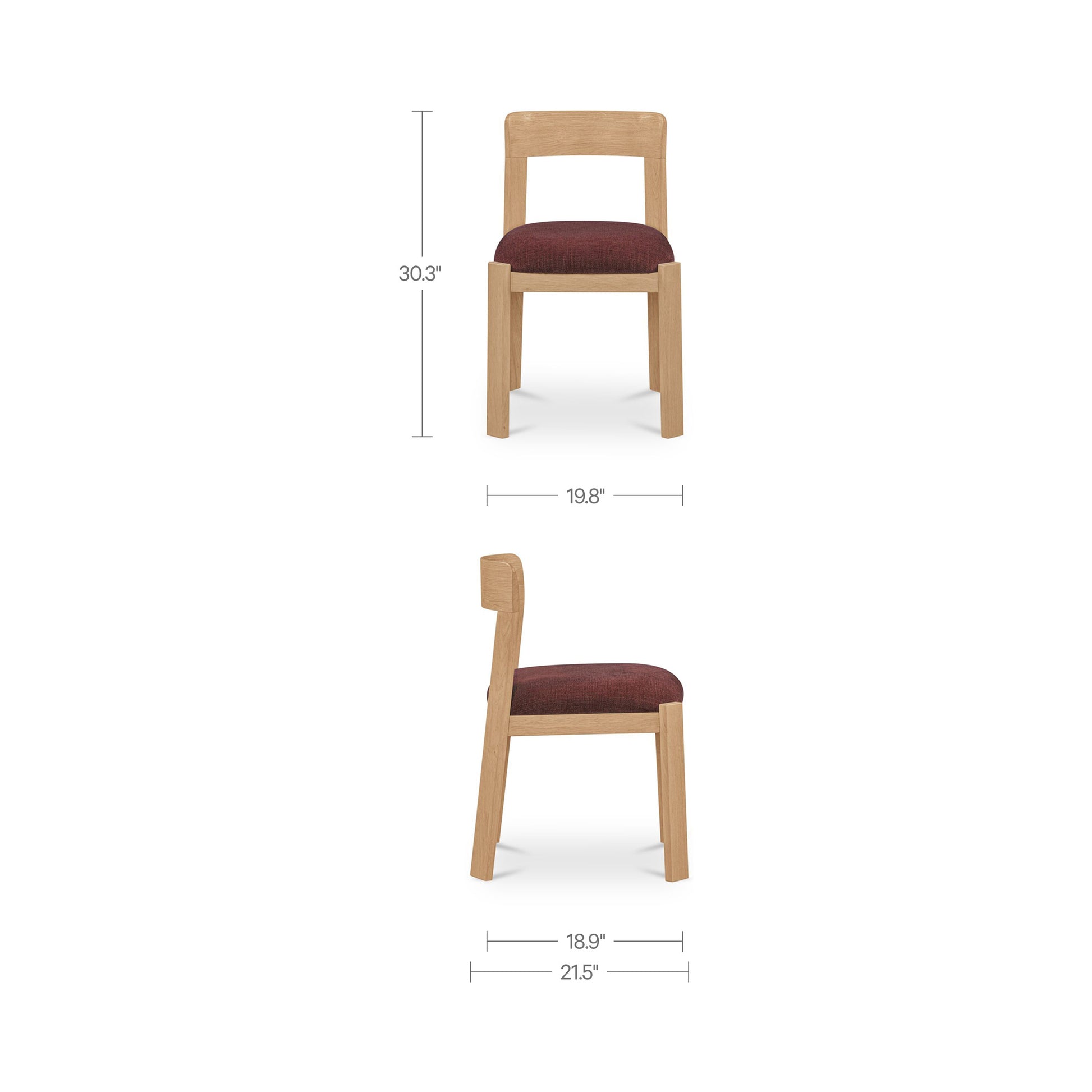 Oli Dining Chair Berry-Set of Two by Moe's Home Collection - view 3