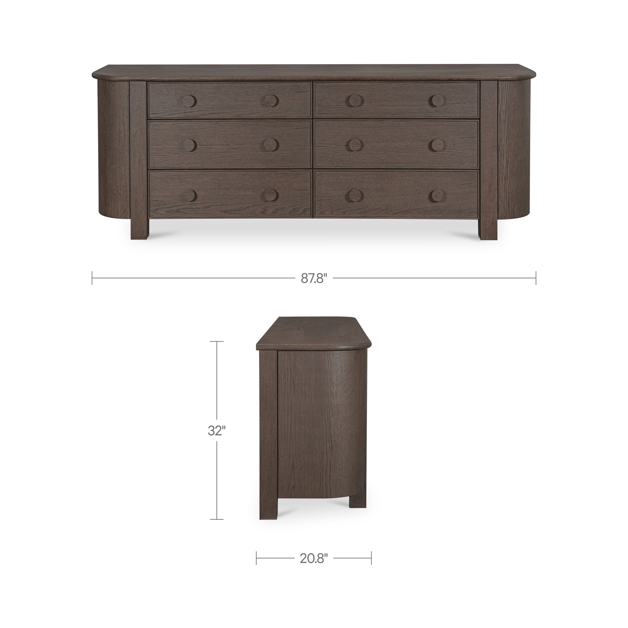 Loren 6 Drawer Dresser Dark Brown by Moe's Home Collection - view 6