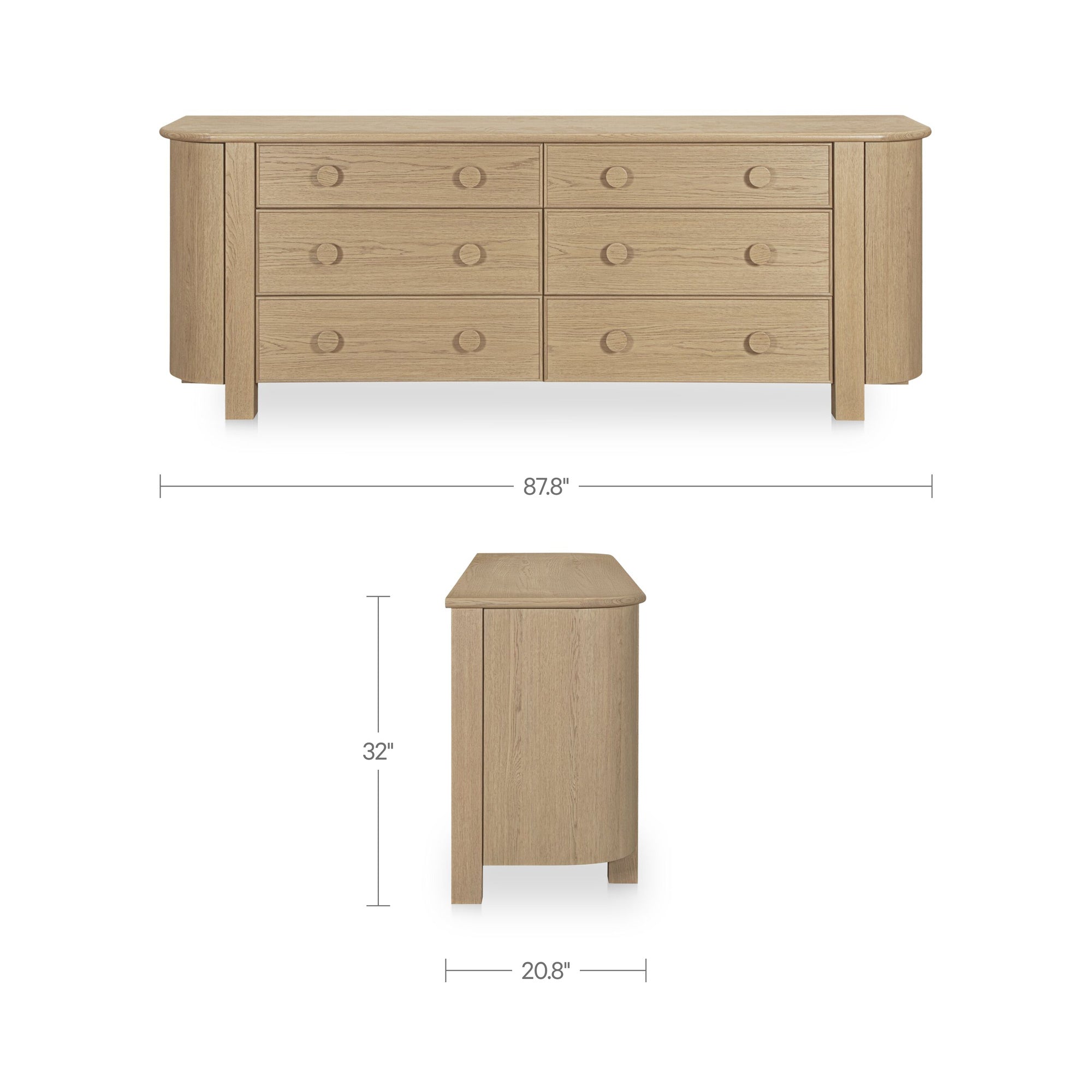 Loren 6 Drawer Dresser Natural by Moe's Home Collection - view 3
