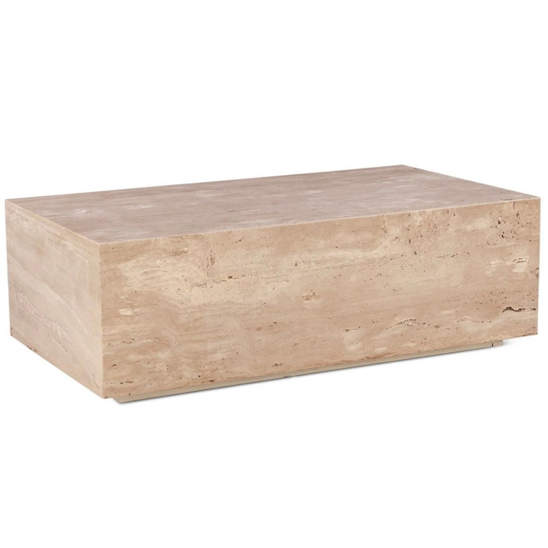 Nile 50" Drum Coffee Table in Travertine Stone