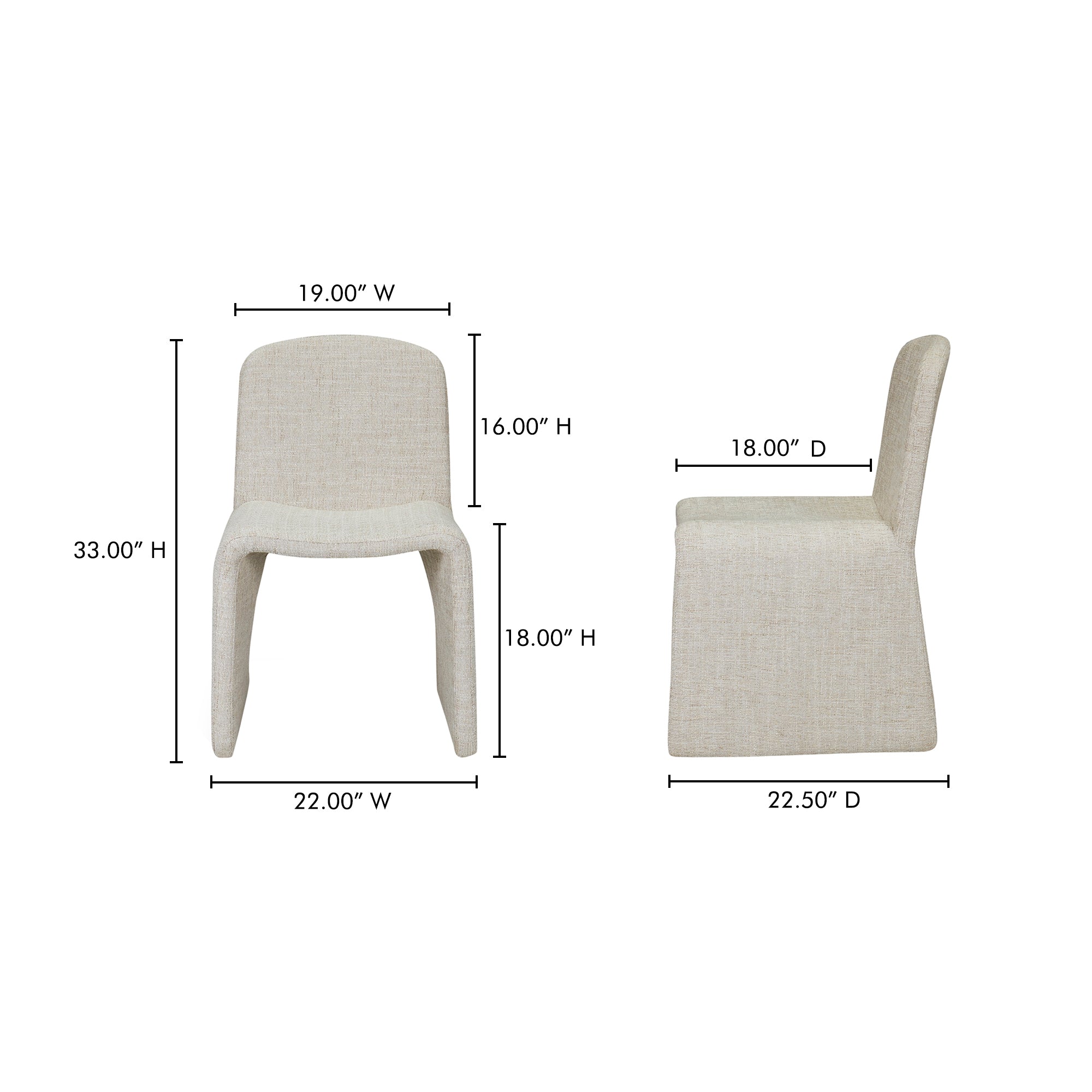 Ella Dining Chair Heather Beige by Moe's Home Collection - view 3