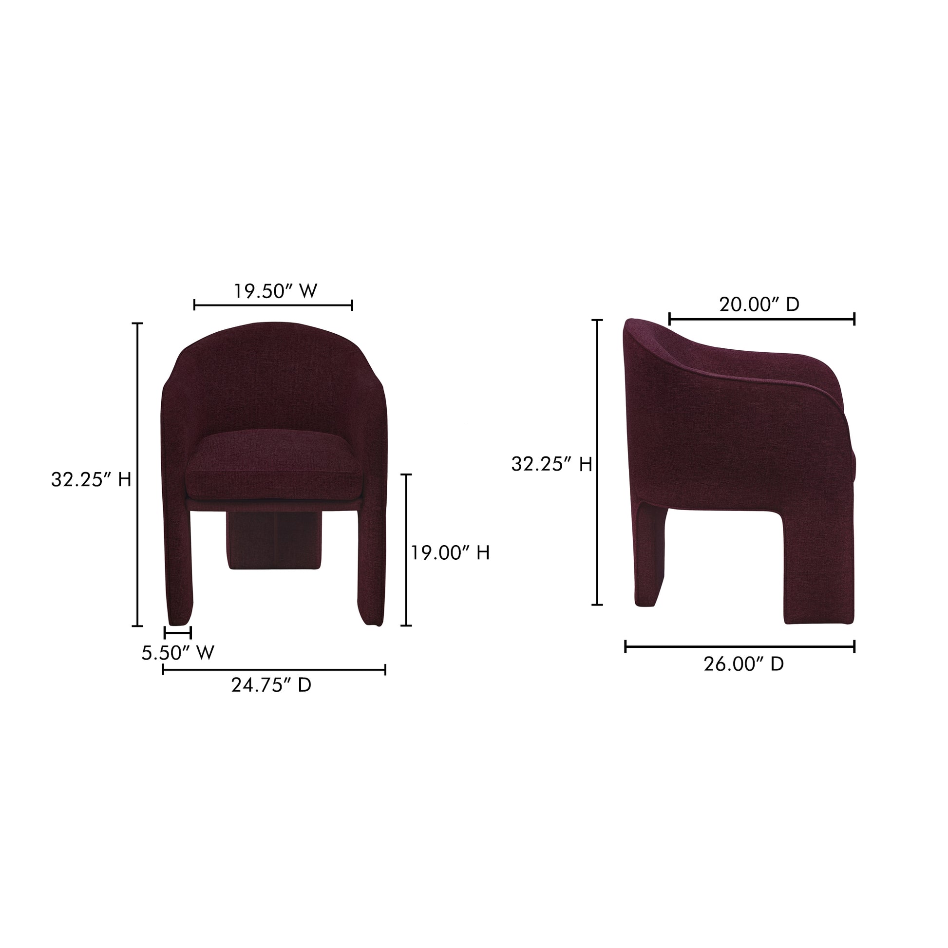 Clara Dining Chair Plum by Moe's Home Collection - view 4