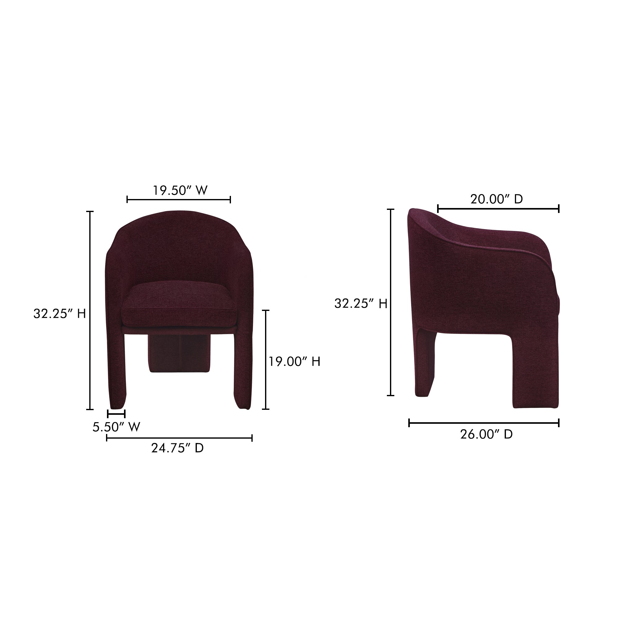 Clara Dining Chair Plum by Moe's Home Collection - view 4