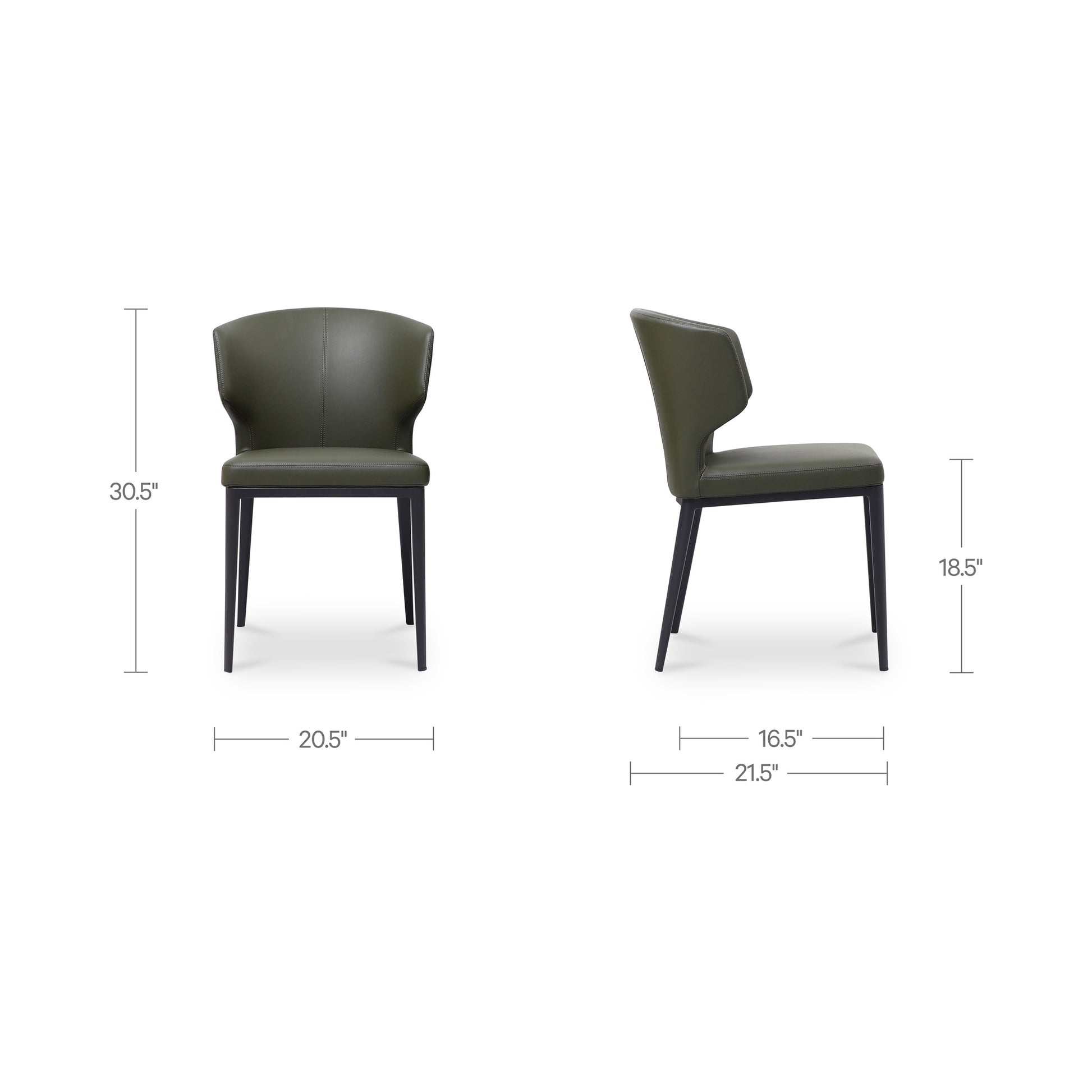 Delaney Dining Chair Dark Green-Set of Two by Moe's Home Collection - view 3