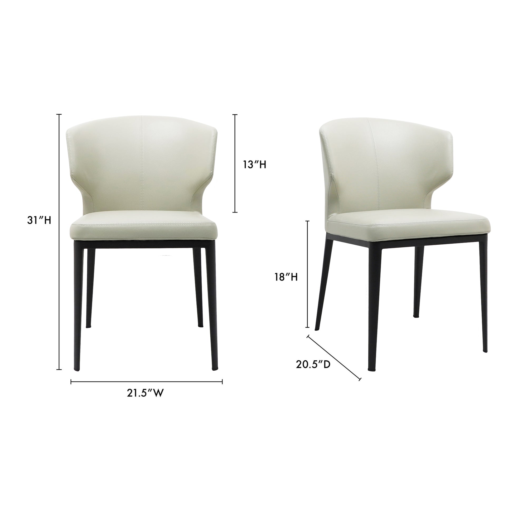 Delaney Dining Chair Beige - Set Of Two by Moe's Home Collection - view 9