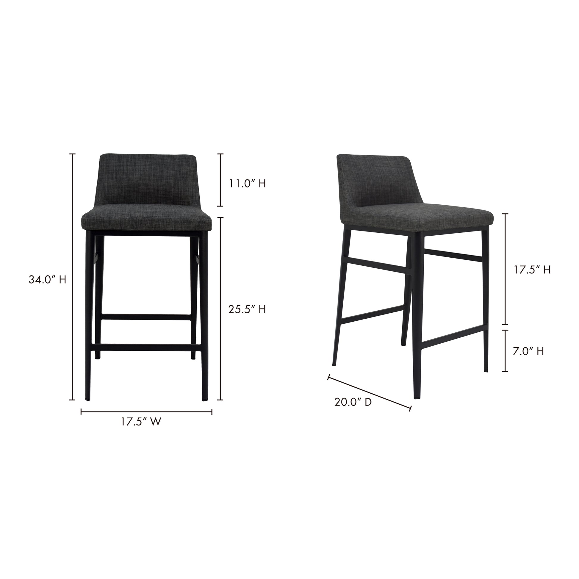 Baron Counter Stool Charcoal Grey by Moe's Home Collection - view 7
