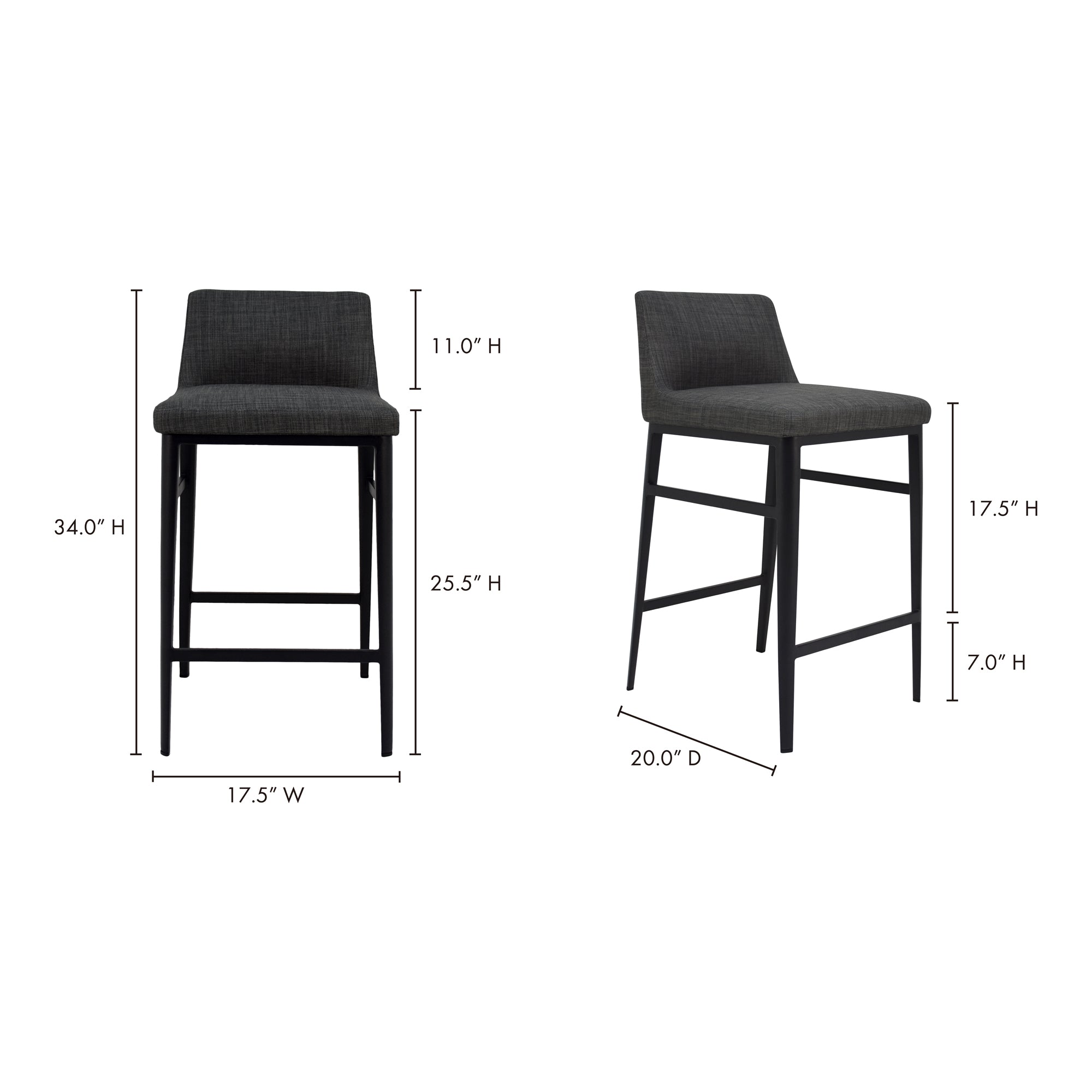 Baron Counter Stool Charcoal Grey by Moe's Home Collection - view 7