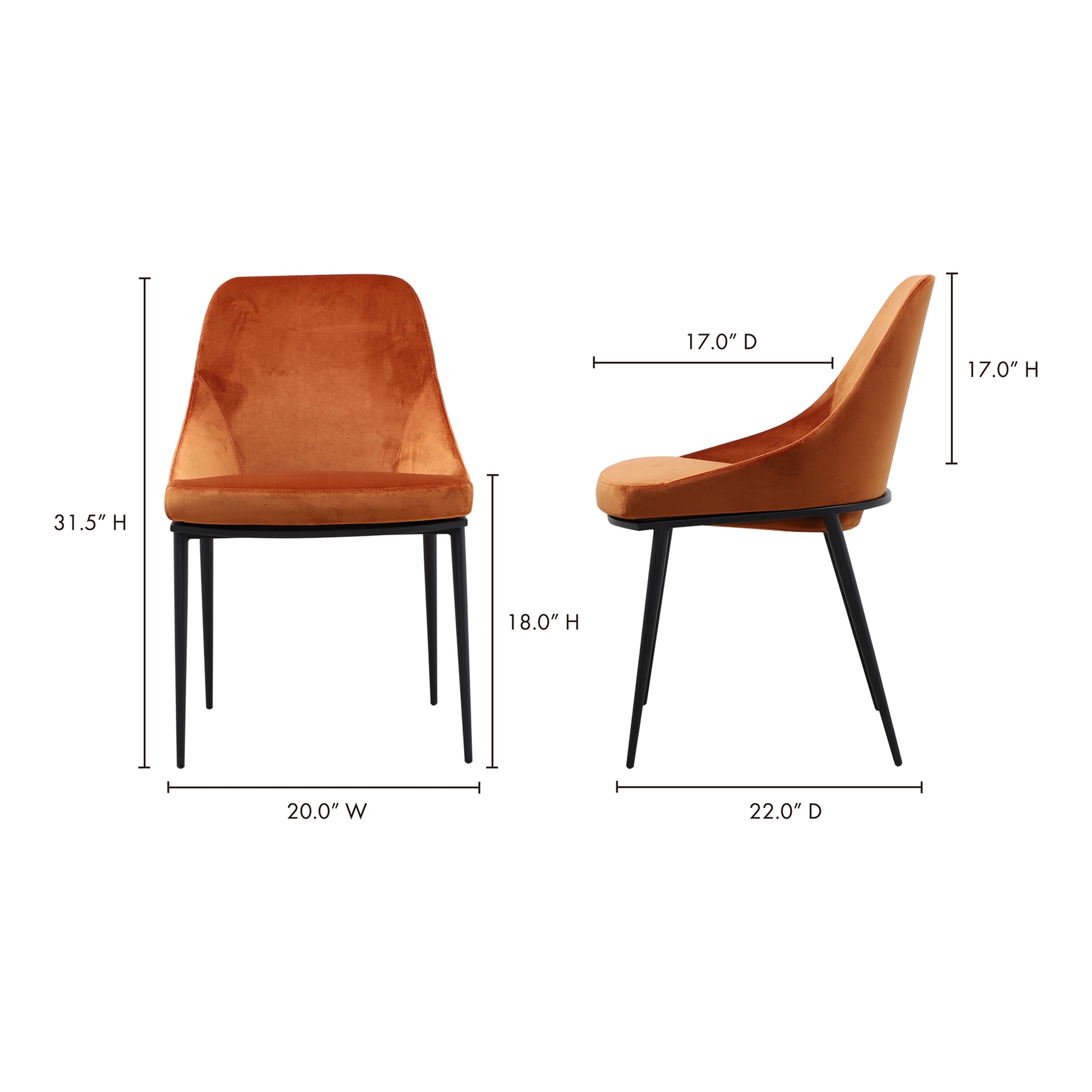 Sedona Dining Chair Amber - Set Of Two by Moe's Home Collection - view 13