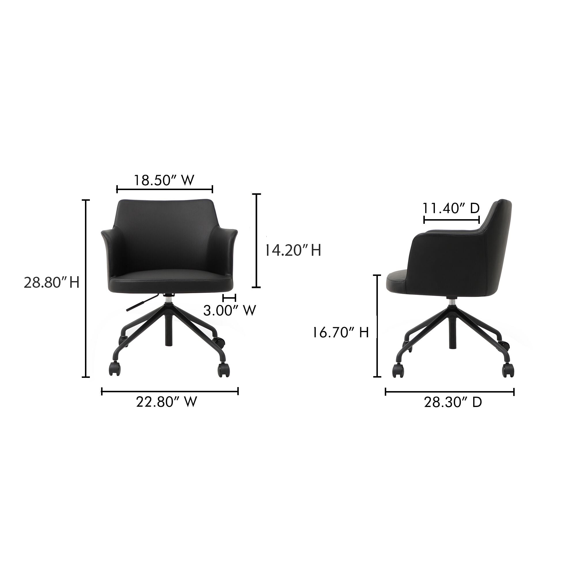 Morris Office Chair PVC Black by Moe's Home Collection - view 3