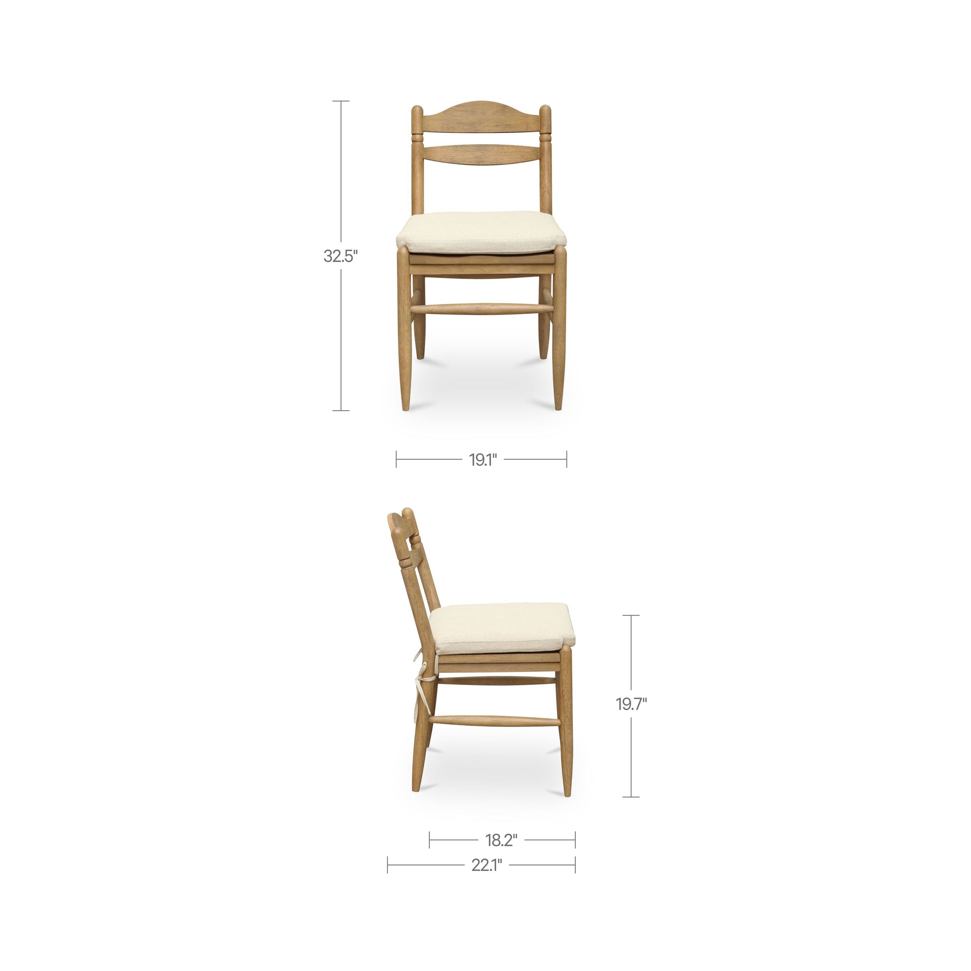 Tate Dining Chair Beige - Set Of Two by Moe's Home Collection - view 3