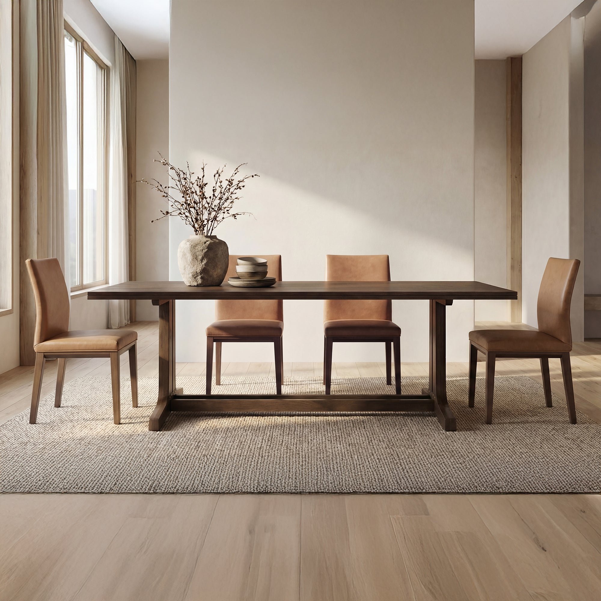 Frankie Dining Chair Tan Leather-Set Of Two by Moe's Home Collection - view 2