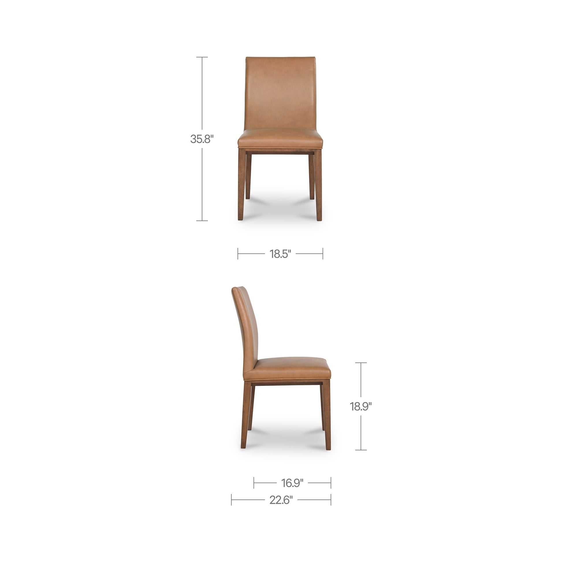 Frankie Dining Chair Tan Leather-Set Of Two by Moe's Home Collection - view 3