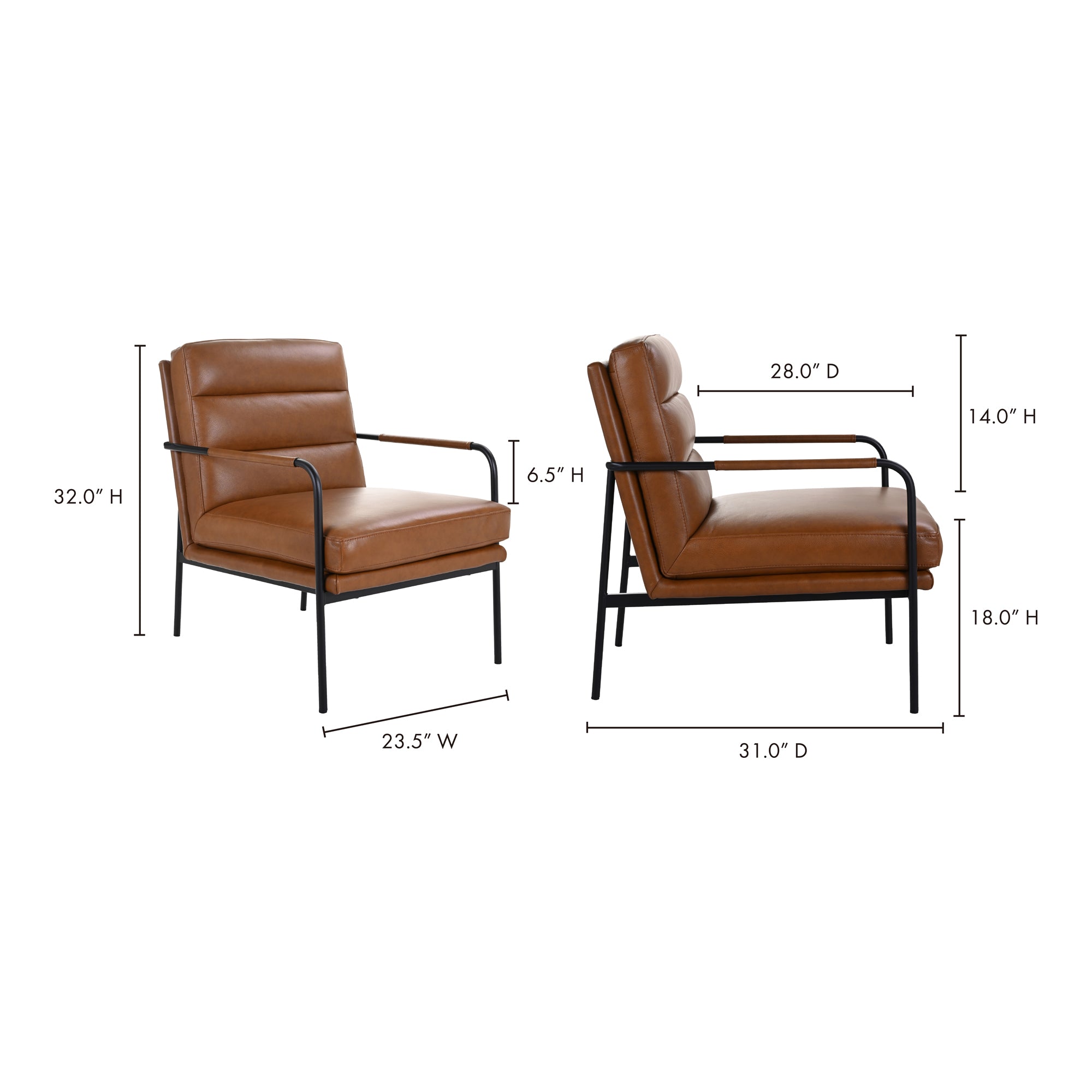 Verlaine Armchair Chestnut Brown by Moe's Home Collection - view 11