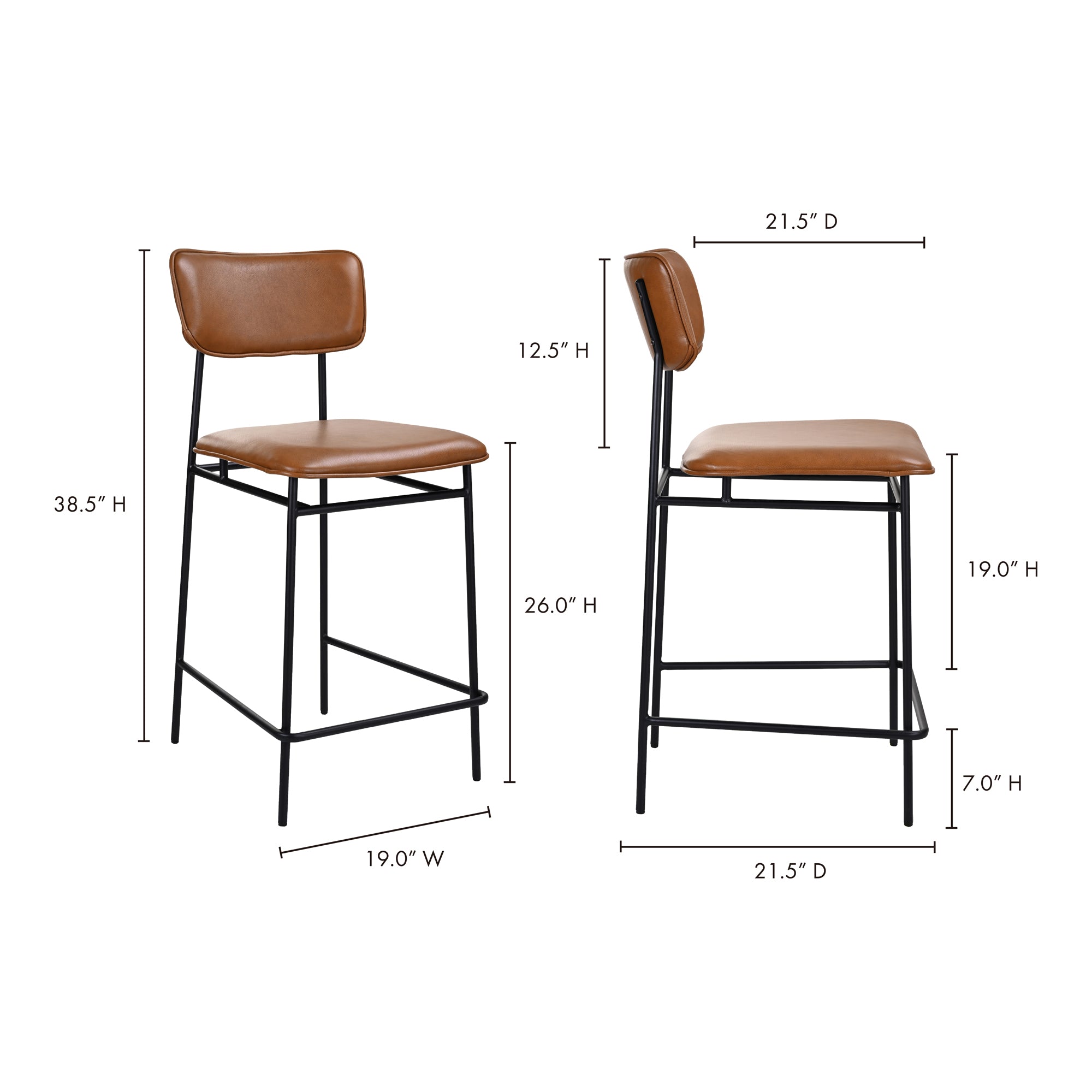Sailor Counter Stool Brown by Moe's Home Collection - view 7