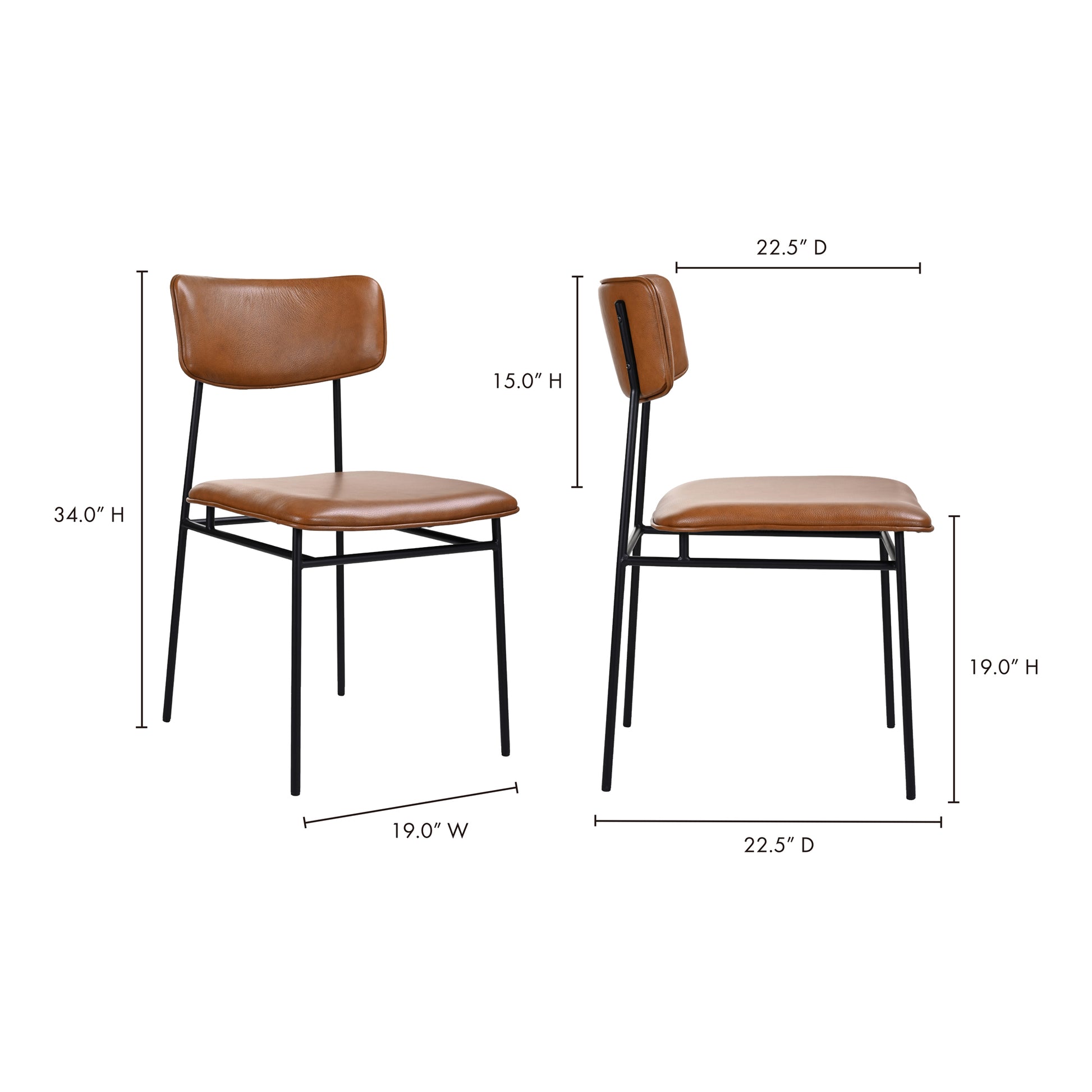 Sailor Dining Chair Brown - Set Of Two by Moe's Home Collection - view 4