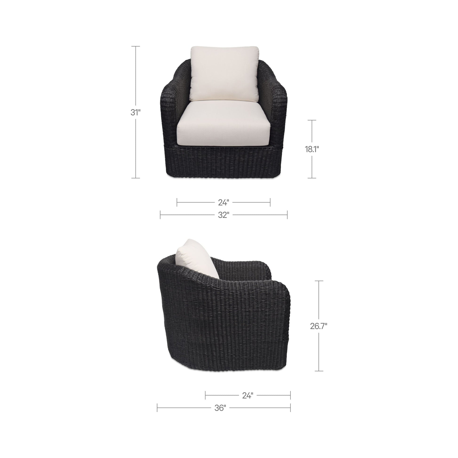 Bodhi Outdoor Swivel Accent Chair  Charcoal by Moe's Home Collection - view 3