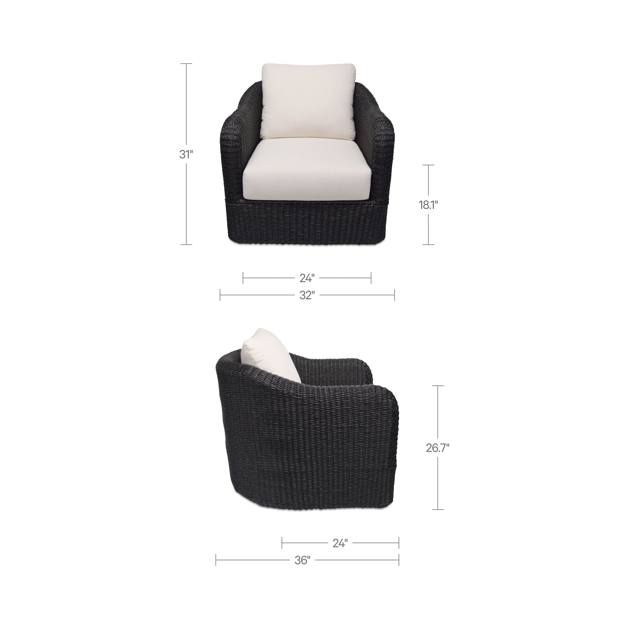Bodhi Outdoor Swivel Accent Chair  Charcoal by Moe's Home Collection - view 3
