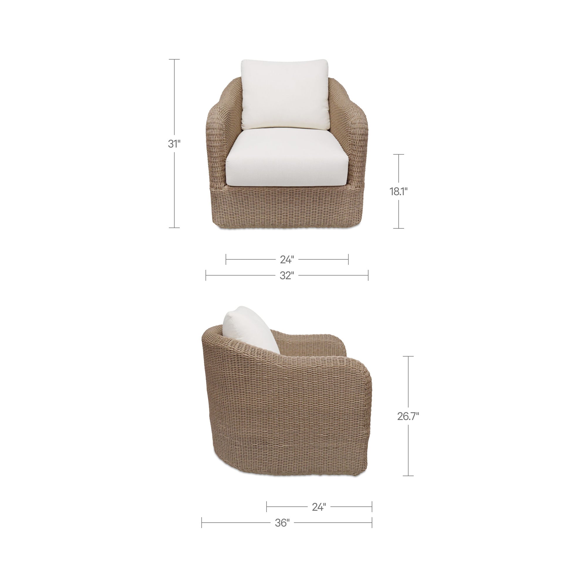 Bodhi Outdoor Swivel Accent Chair Natural by Moe's Home Collection - view 3