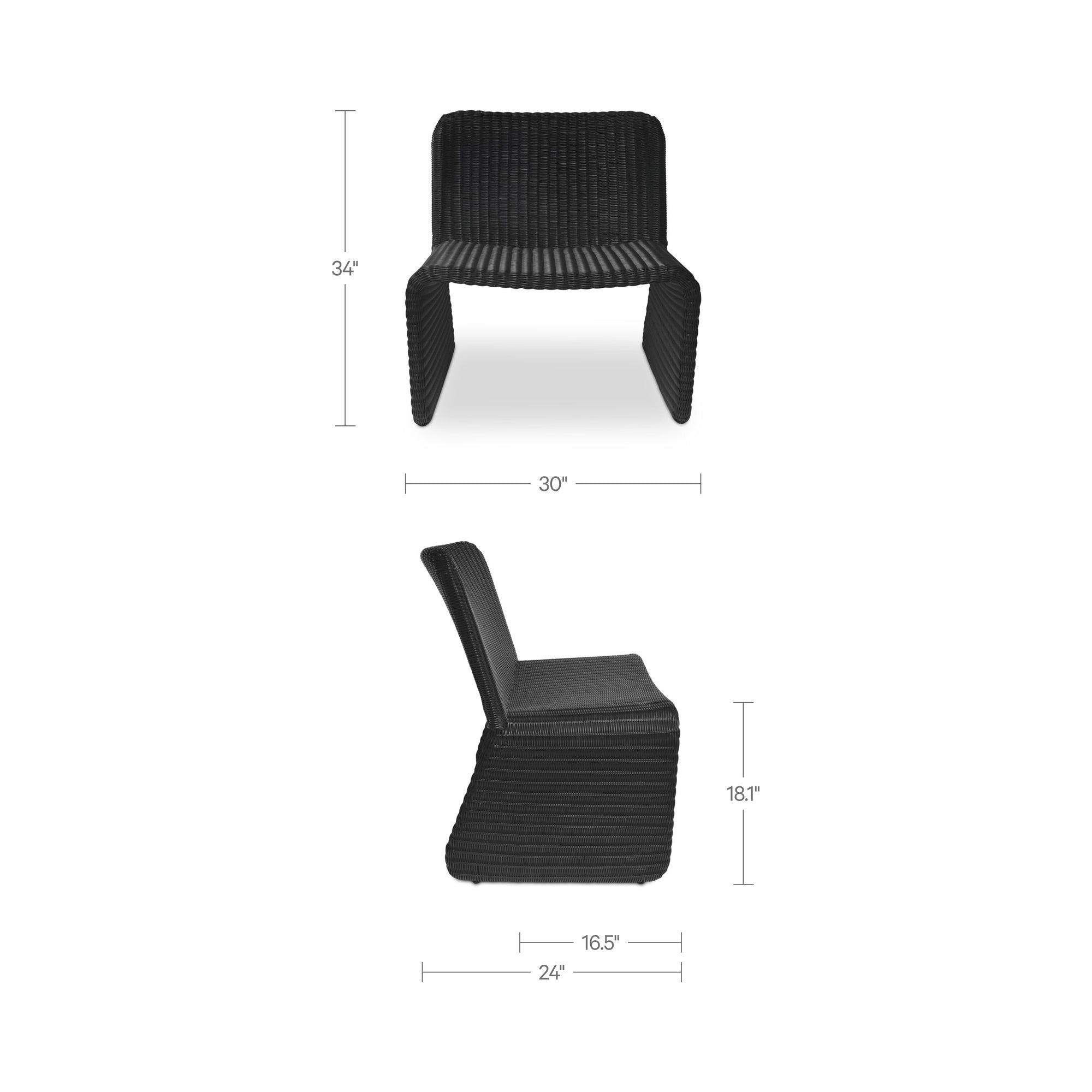 Ella Outdoor Accent Chair Charcoal by Moe's Home Collection - view 3