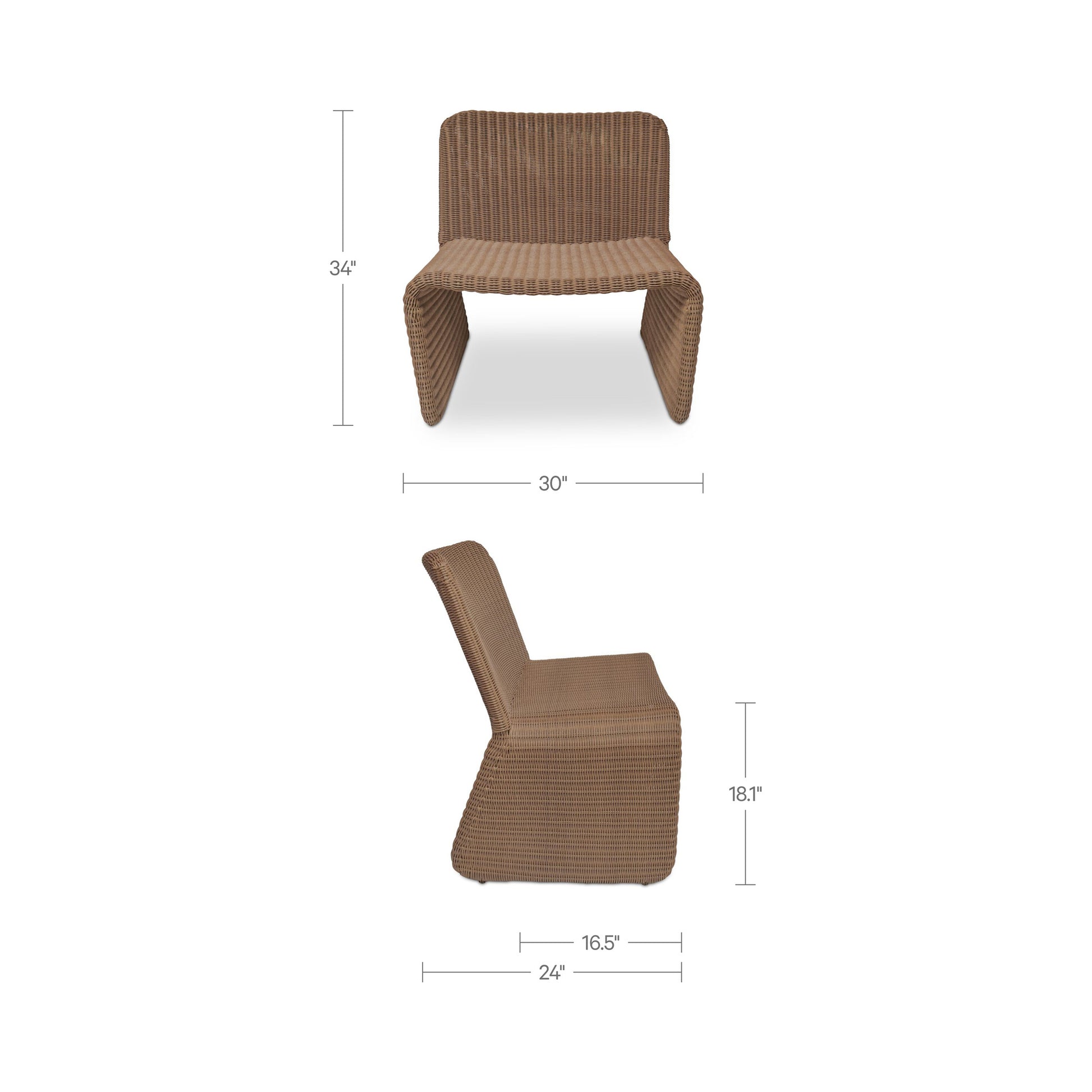 Ella Outdoor Accent Chair Natural by Moe's Home Collection - view 3