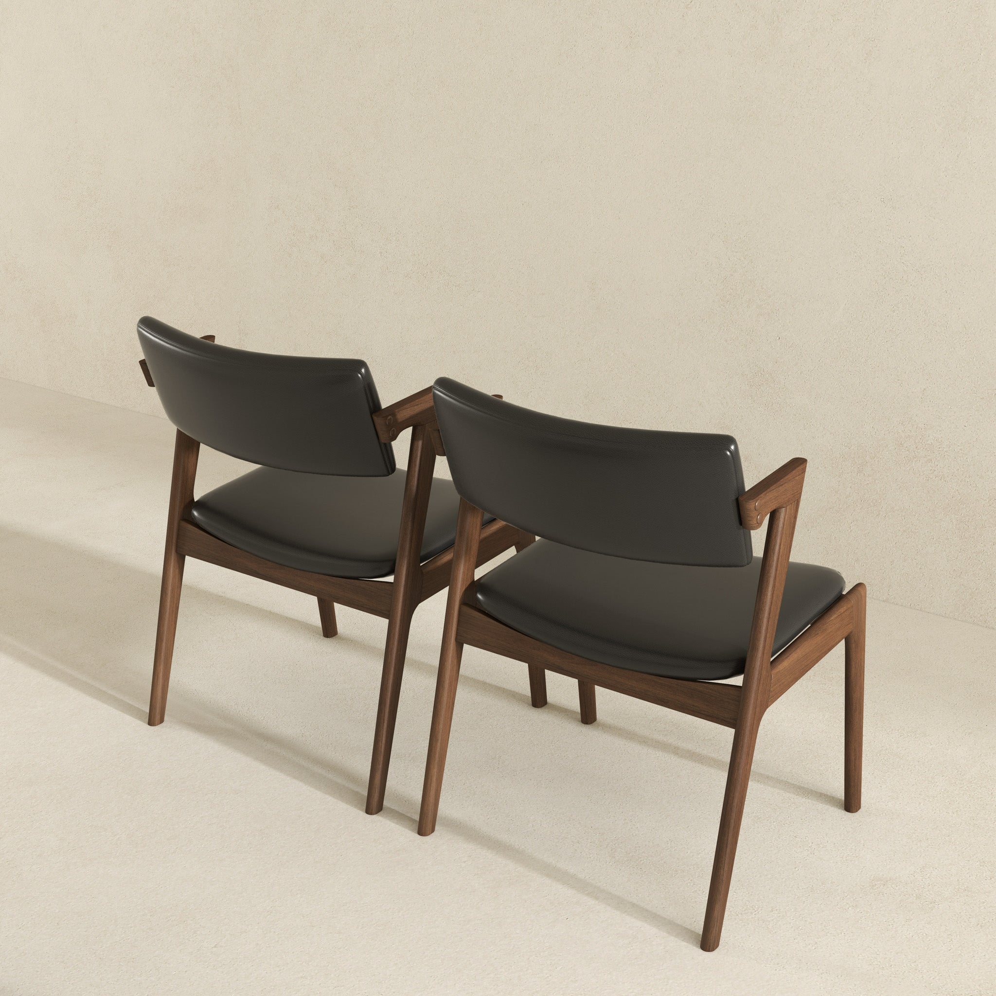 Edwin Mid Century Modern Black Vegan Leather Dining Chair - Ashcoft Furniture