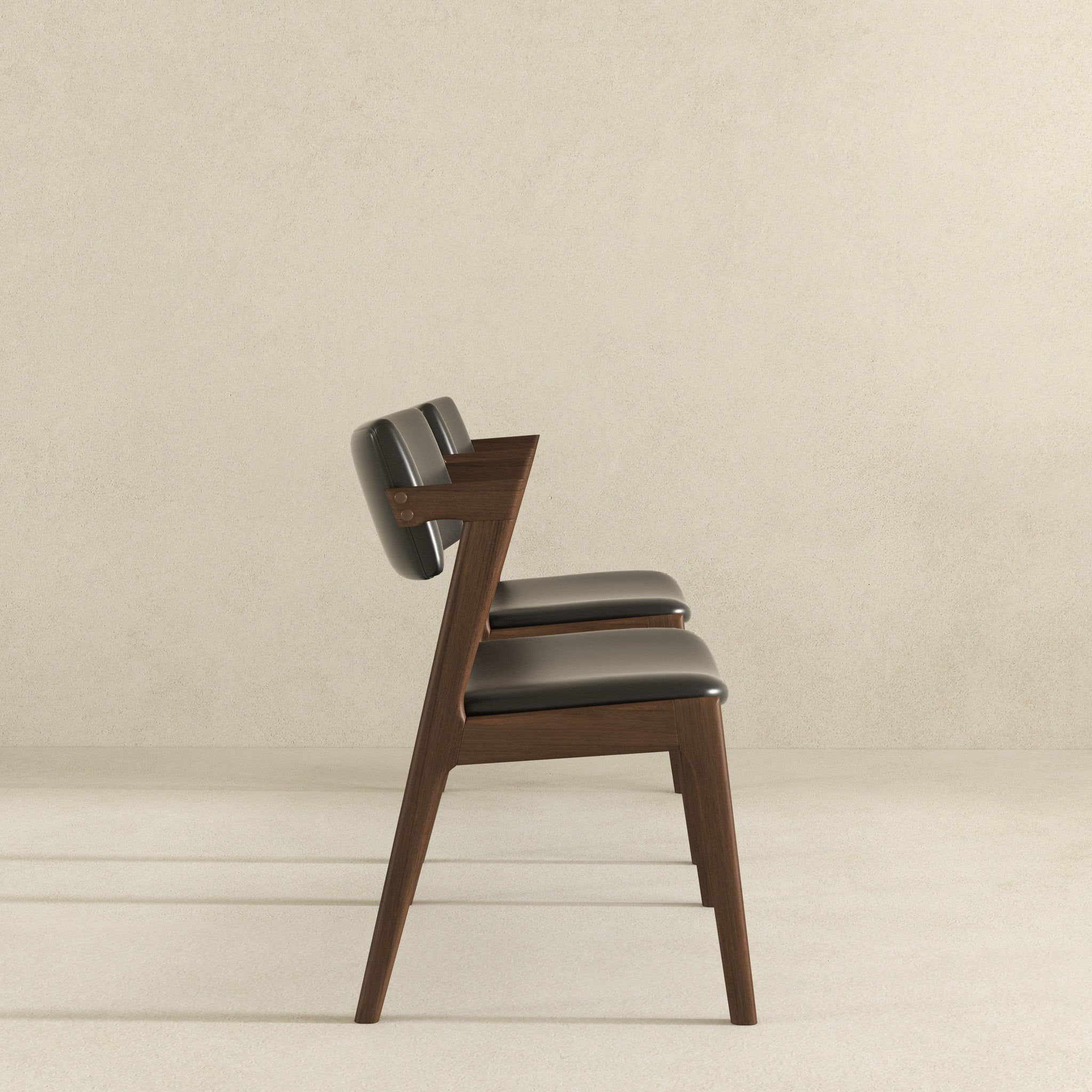 Edwin Mid Century Modern Black Vegan Leather Dining Chair - Ashcoft Furniture