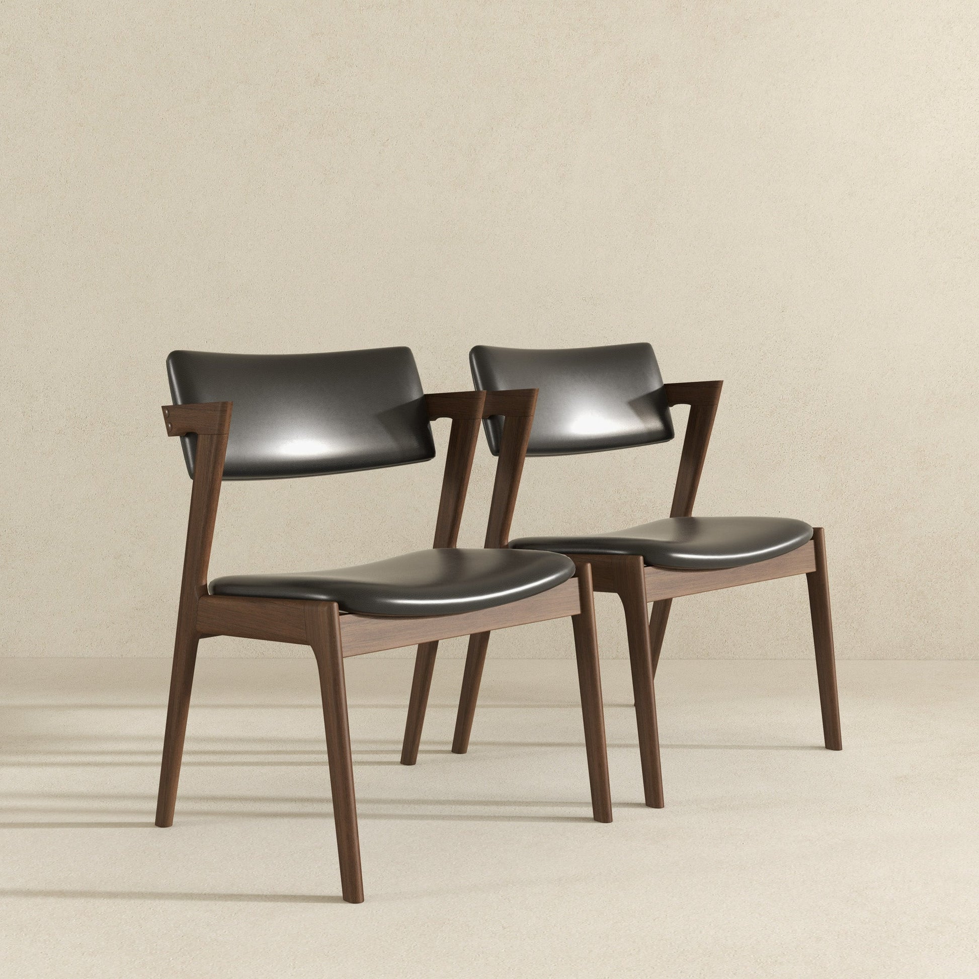 Edwin Mid Century Modern Black Vegan Leather Dining Chair - Ashcoft Furniture