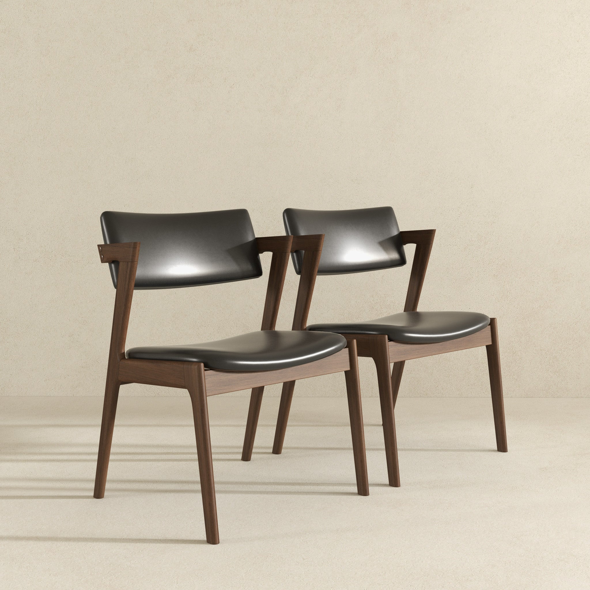 Edwin Mid Century Modern Black Vegan Leather Dining Chair - Ashcoft Furniture