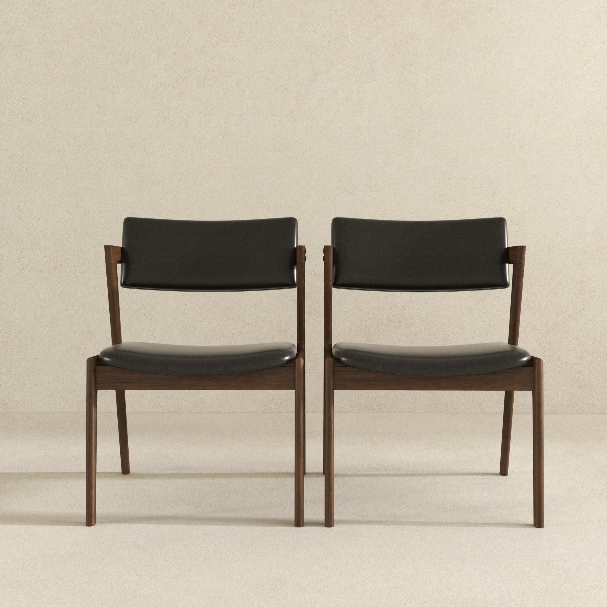 Edwin Mid Century Modern Black Vegan Leather Dining Chair - Ashcoft Furniture