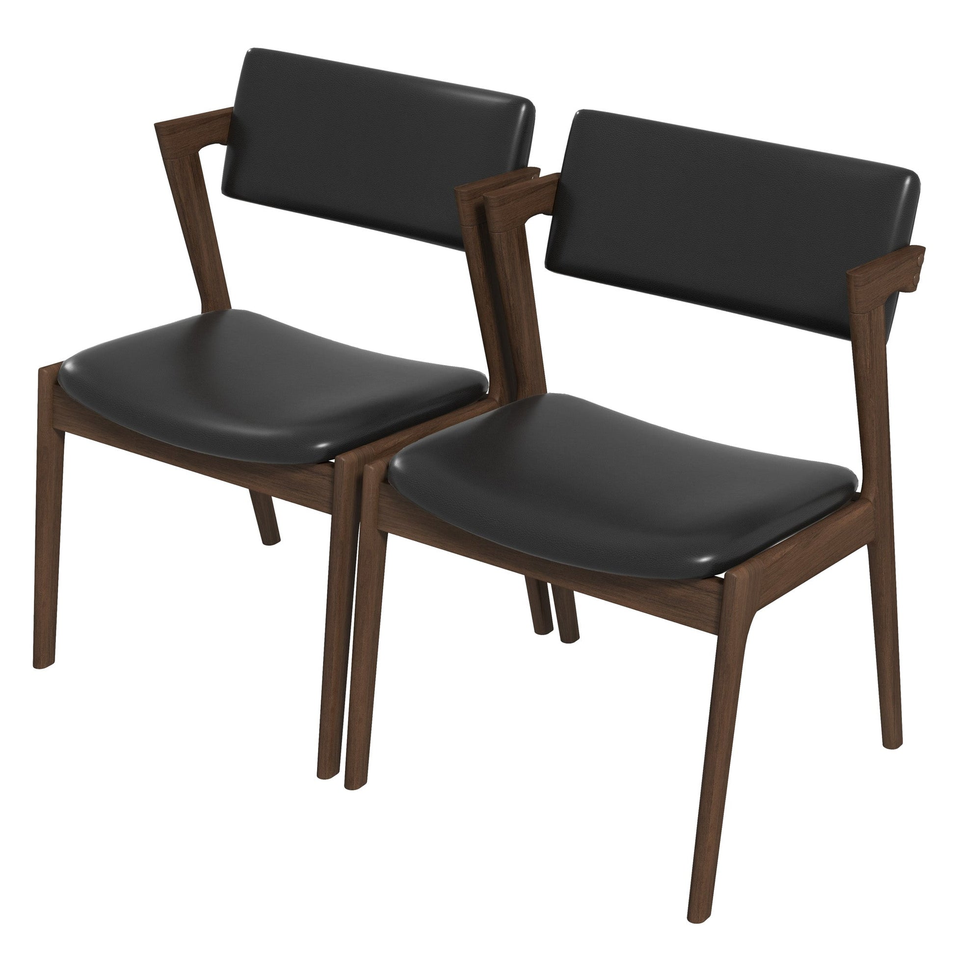 Edwin Mid Century Modern Black Vegan Leather Dining Chair - Ashcoft Furniture