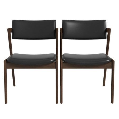 Edwin Mid Century Modern Black Vegan Leather Dining Chair (Set Of 2) - 18"