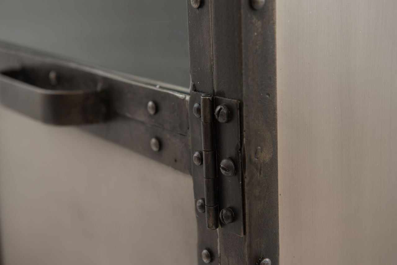 Antiqued Nickel Element Industrial Metal Cabinet