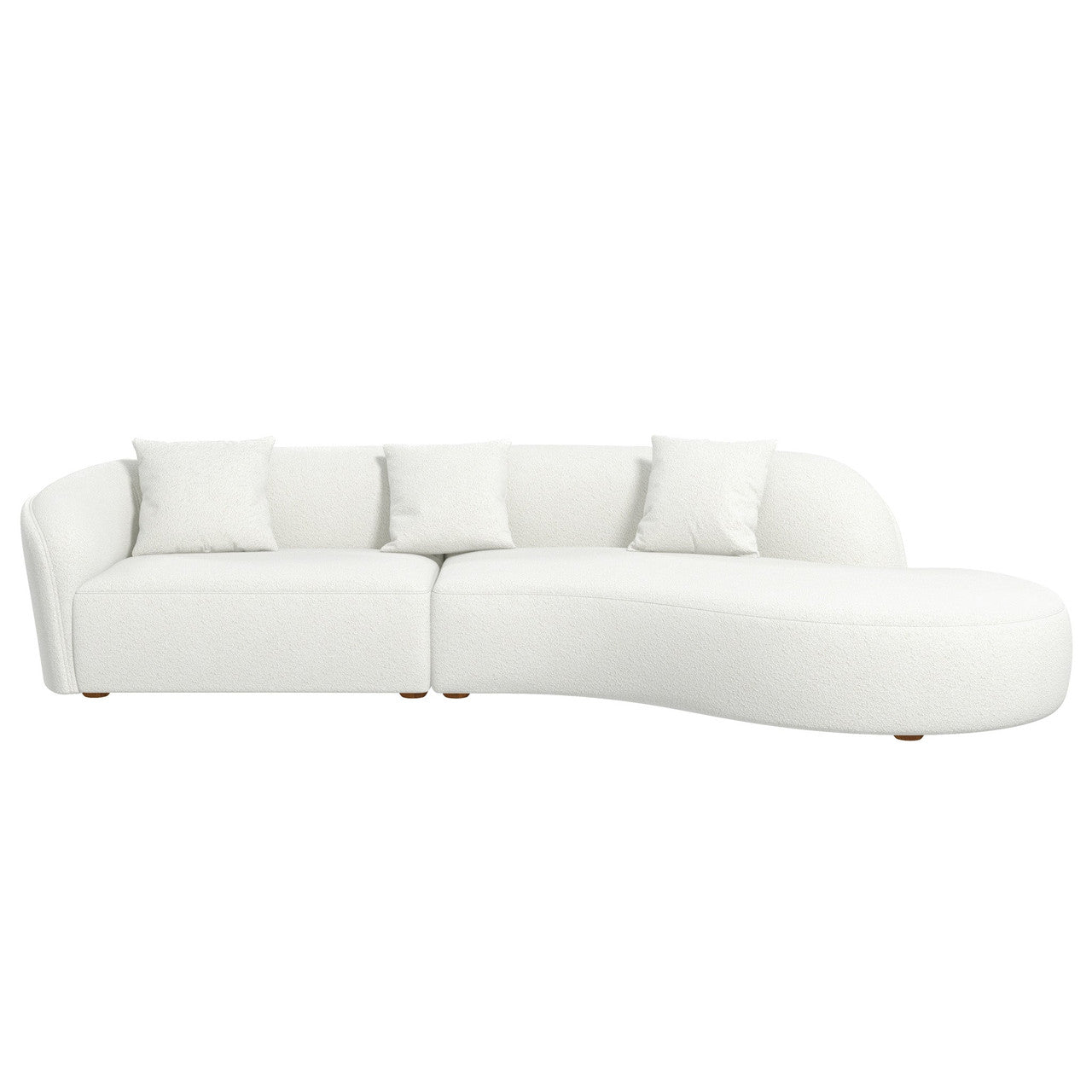 Elijah Japandi Style Curvy Sectional Sofa 126" - Ivory