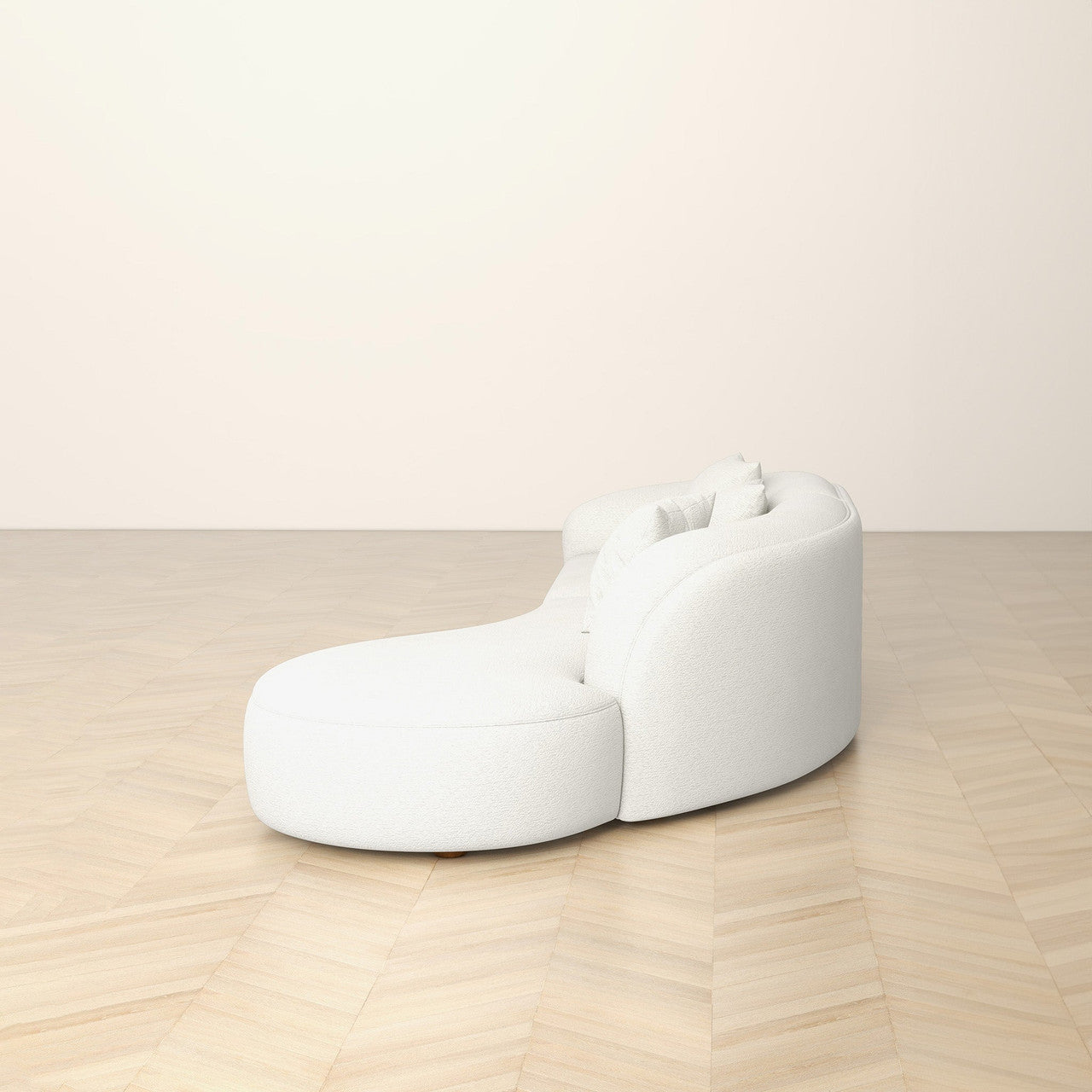 Elijah Japandi Style Curvy Sectional Sofa 126" - Ivory