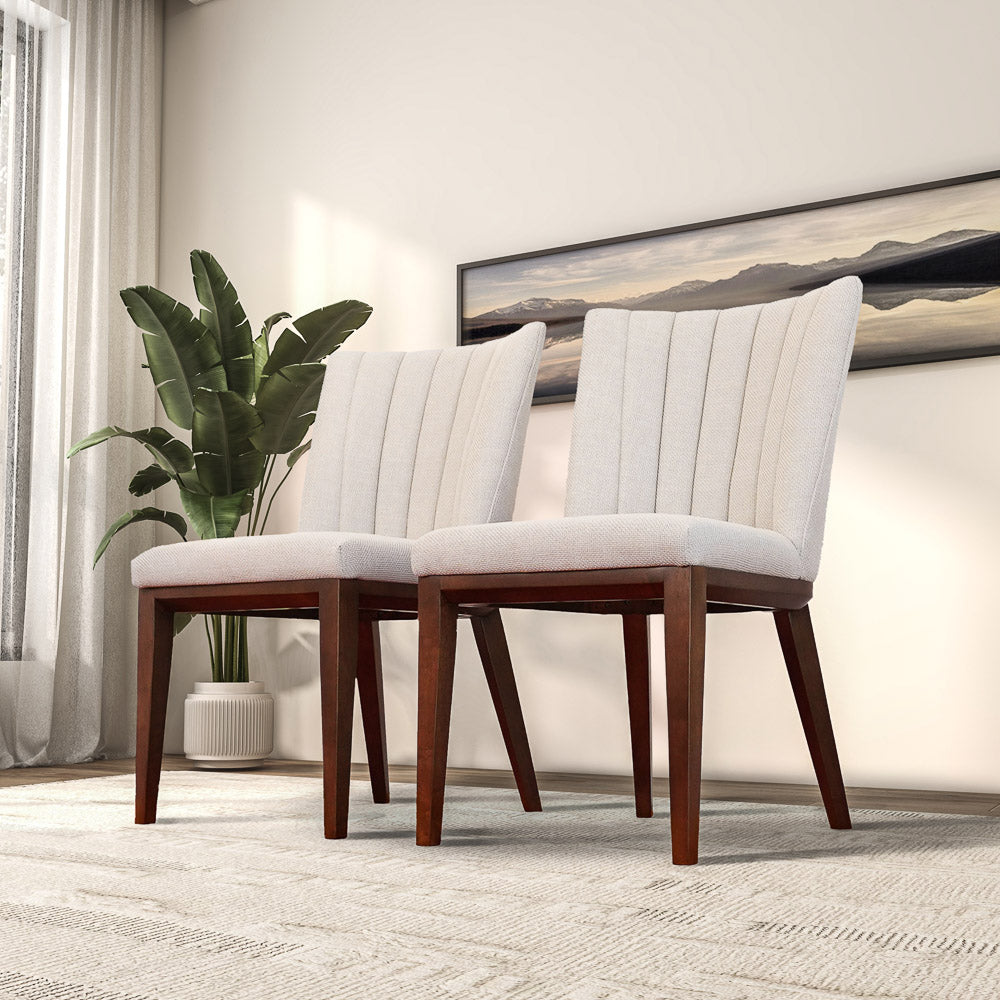 Elmwood Beige Fabric Dining Chair (Set Of 2)
