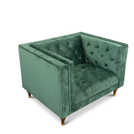 Evelyn Dark Green Velvet Lounge Chair - 42"