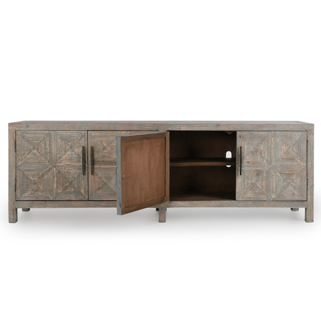 Spanish Farmhouse Reclaimed Wood 4 Door Sideboard 103" in Antique Blue