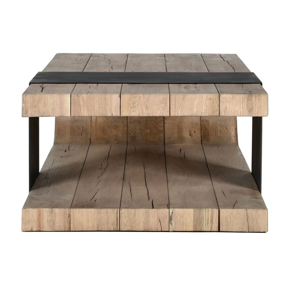 Danica 62" Reclaimed Wood and Iron Coffee Table